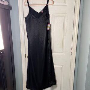 NWT Vince Camuto Black Satin Slip Dress with Pink Tag